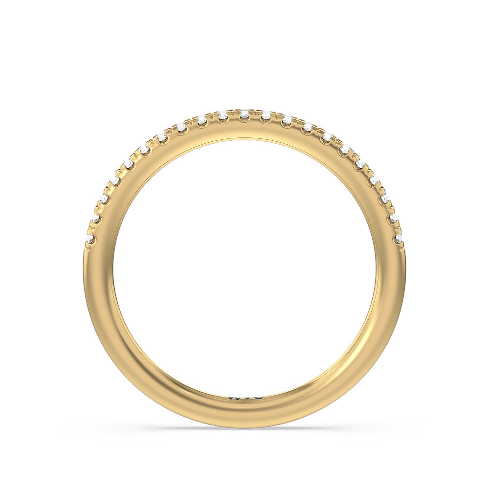 Studded Prong Hidden Halo Pave Shank Solitaire Diamond Wedding Band with 18KT Yellow Gold Cut Diamond in 14KT Yellow Gold view 2
