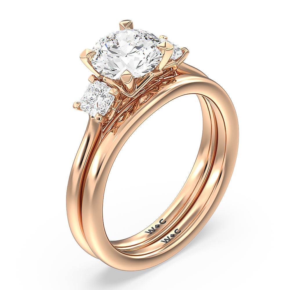 Three Stone Kite Gallery Classic Wedding Band with 18KT Rose Gold Cut Diamond in 14KT Rose Gold view 3
