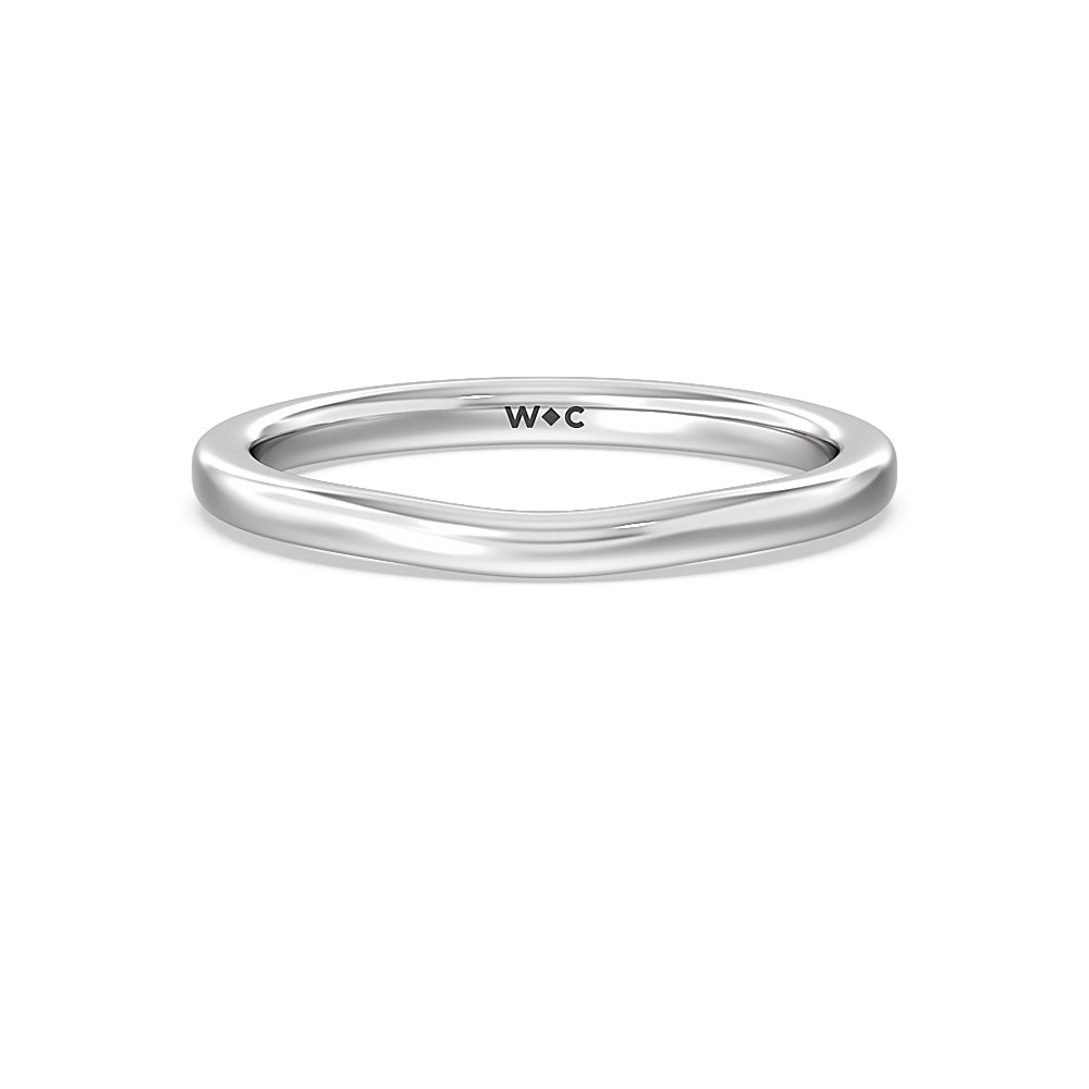 Three Stone Kite Gallery Classic Wedding Band with Platinum Cut Diamond in 14KT Platinum view 1
