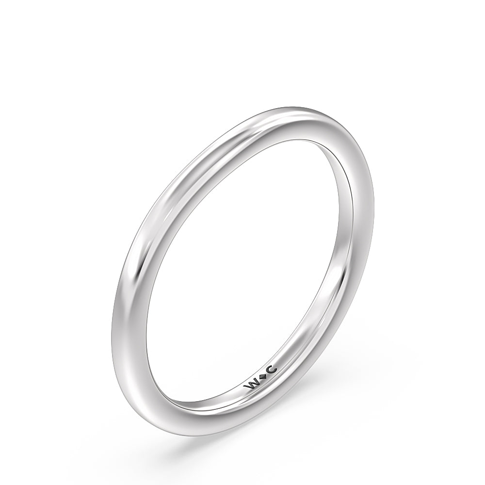 Three Stone Kite Gallery Classic Wedding Band with Platinum Cut Diamond in 14KT Platinum view 4
