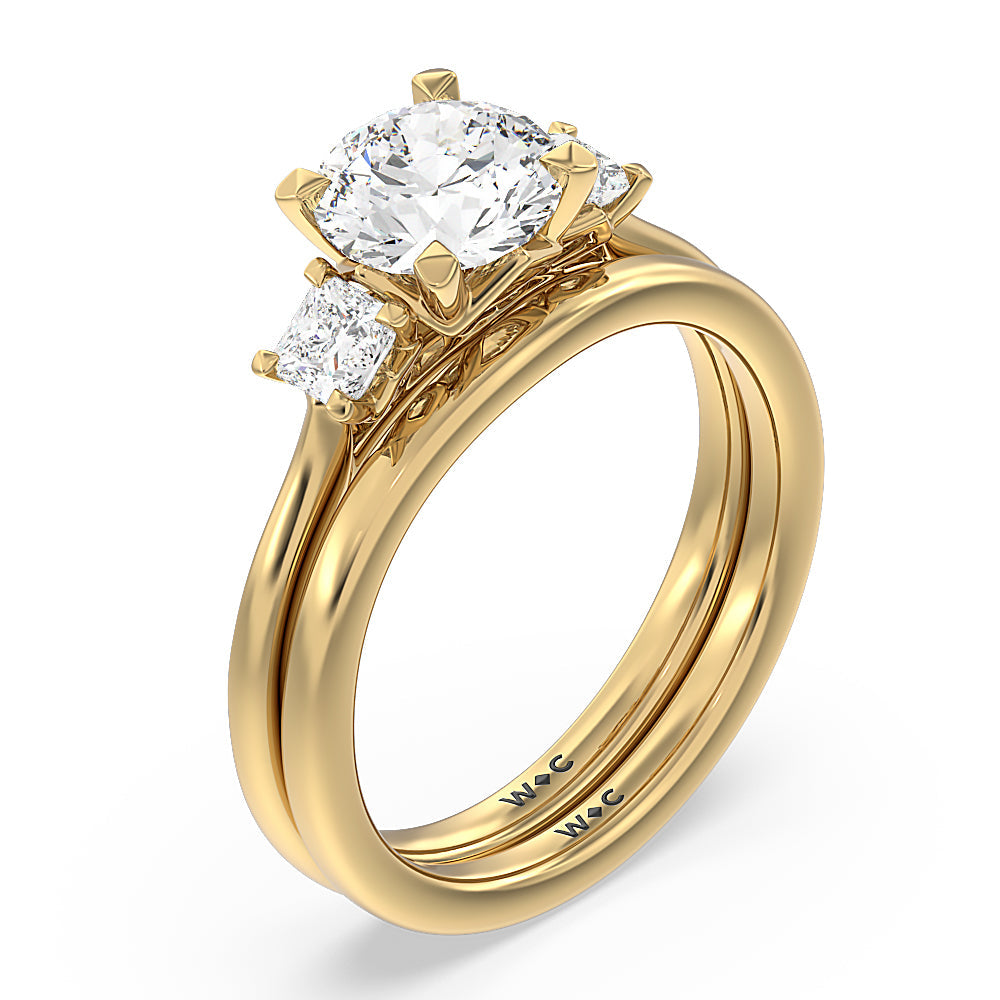 Three Stone Kite Gallery Classic Wedding Band with 18KT Yellow Gold Cut Diamond in 14KT Yellow Gold view 3
