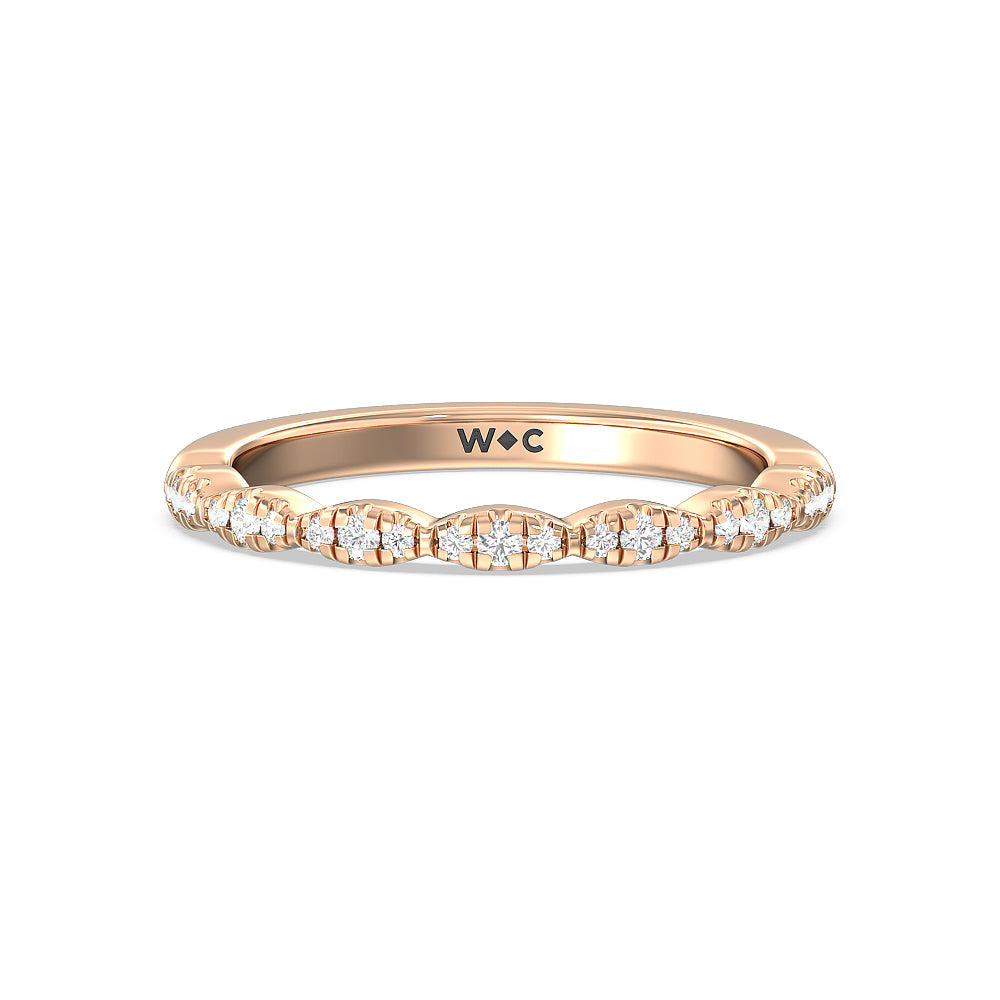 Modern East West Hidden Halo Solitaire Diamond Wedding Band with 18KT Rose Gold Cut Diamond in 14KT Rose Gold view 1
