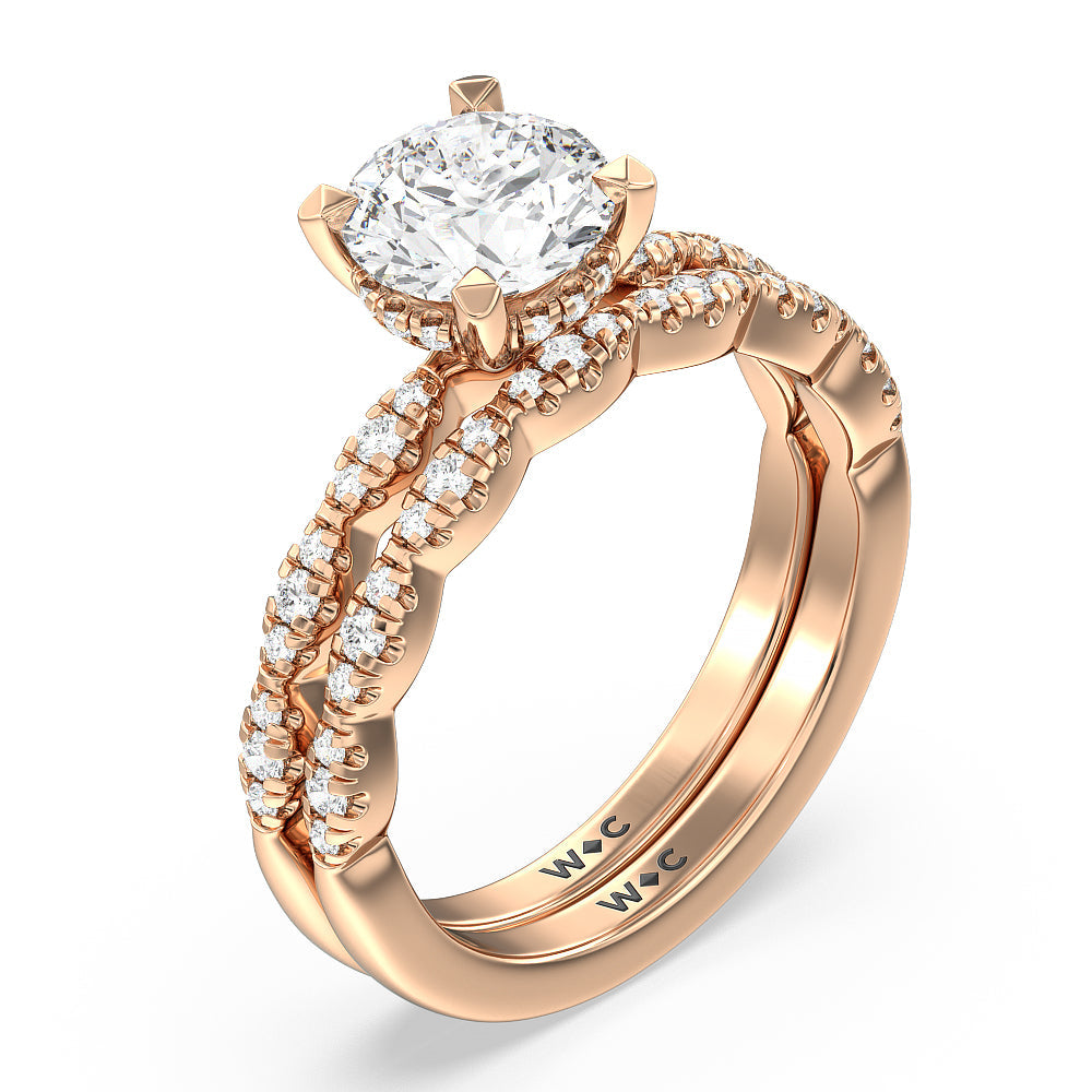Oval Cut Modern East West Hidden Halo Engagement Ring with Lab Grown Diamond in 14KT Rose Gold view 6
