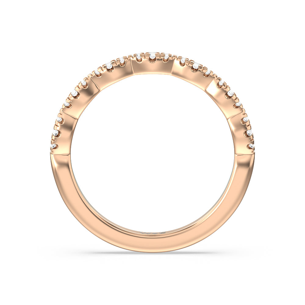 Modern East West Hidden Halo Solitaire Diamond Wedding Band with 18KT Rose Gold Cut Diamond in 14KT Rose Gold view 2
