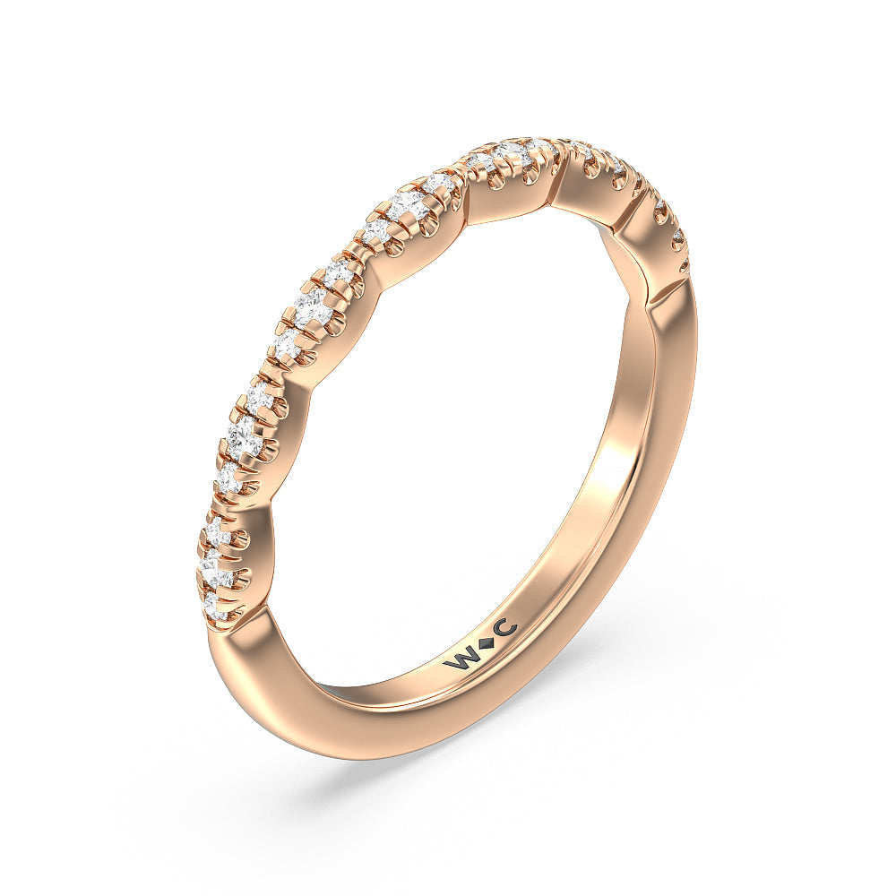 Modern East West Hidden Halo Solitaire Diamond Wedding Band with 18KT Rose Gold Cut Diamond in 14KT Rose Gold view 4
