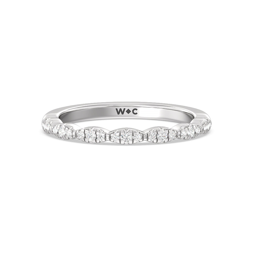 Modern East West Hidden Halo Solitaire Diamond Wedding Band with Platinum Cut Diamond in 14KT Platinum view 1

