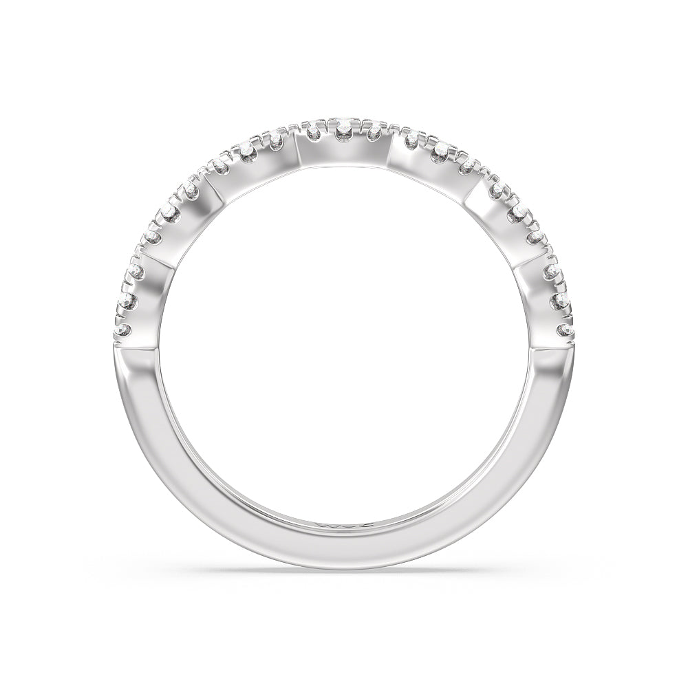 Modern East West Hidden Halo Solitaire Diamond Wedding Band with Platinum Cut Diamond in 14KT Platinum view 2
