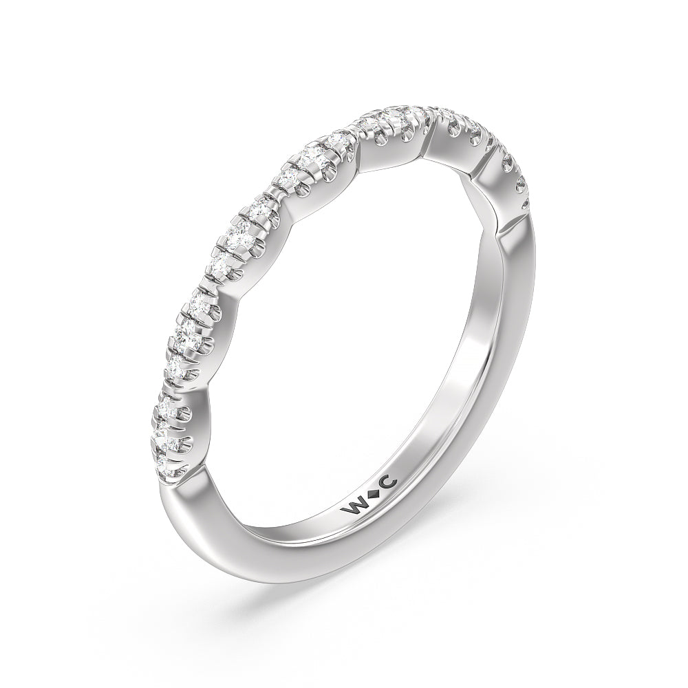 Modern East West Hidden Halo Solitaire Diamond Wedding Band with Platinum Cut Diamond in 14KT Platinum view 4
