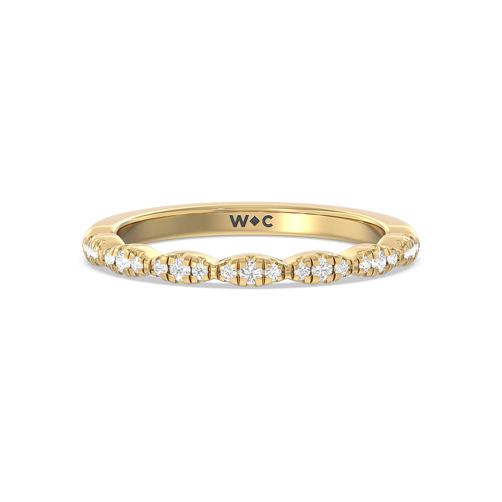 Modern East West Hidden Halo Solitaire Diamond Wedding Band with 18KT Yellow Gold Cut Diamond in 14KT Yellow Gold view 1
