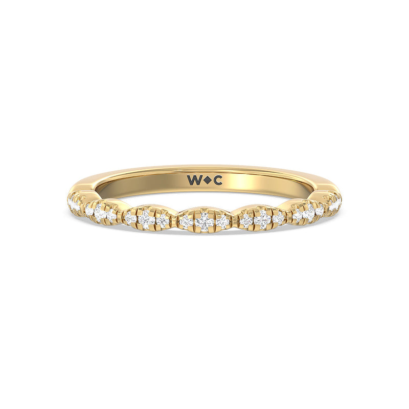 Modern East West Hidden Halo Solitaire Diamond Wedding Band