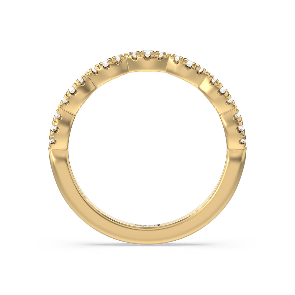 Modern East West Hidden Halo Solitaire Diamond Wedding Band with 18KT Yellow Gold Cut Diamond in 14KT Yellow Gold view 2
