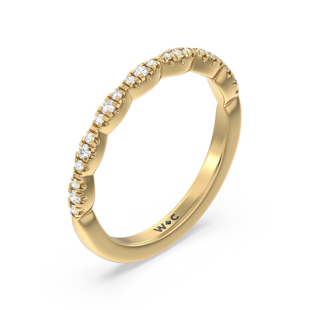 Modern East West Hidden Halo Solitaire Diamond Wedding Band with 18KT Yellow Gold Cut Diamond in 14KT Yellow Gold view 4
