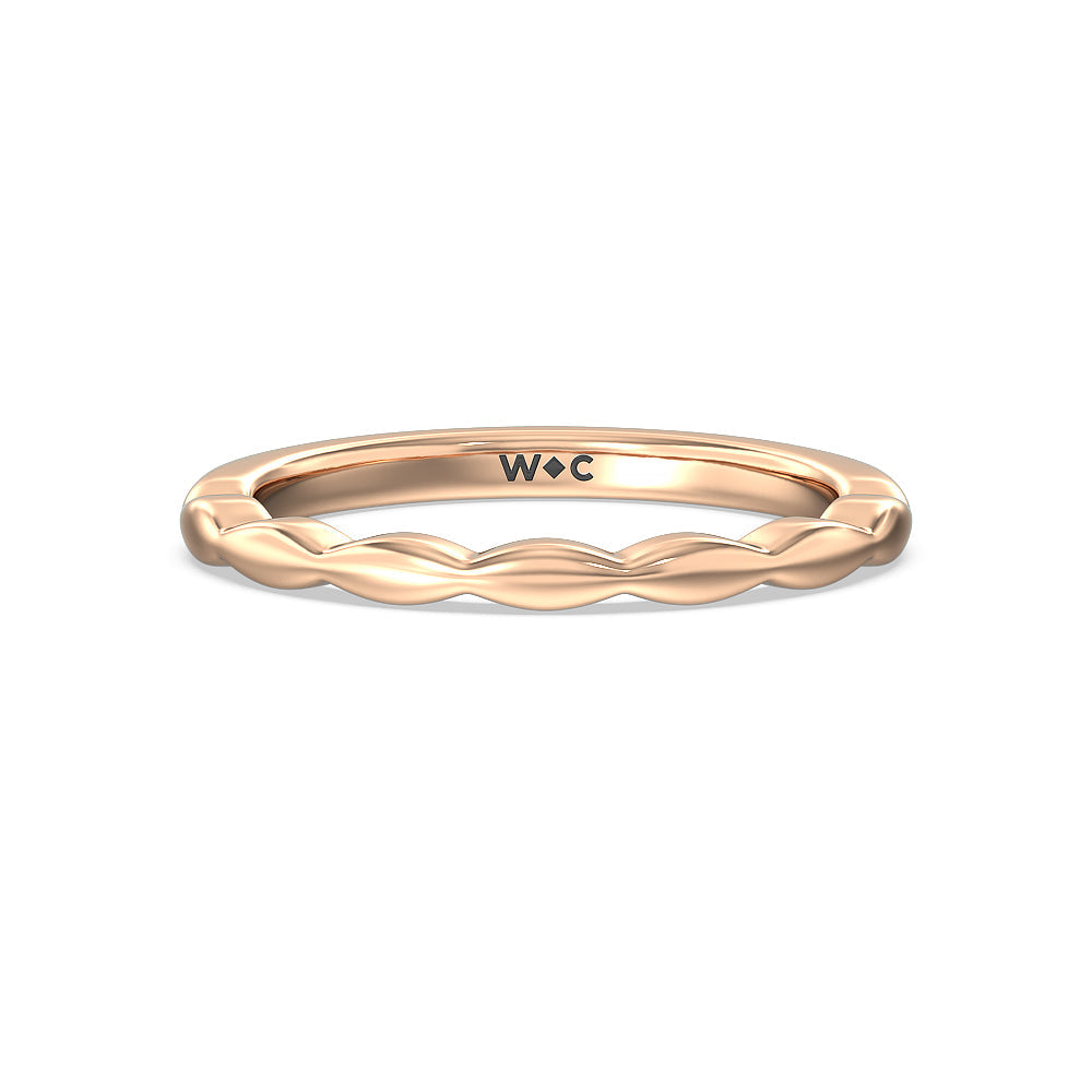 Modern East West Hidden Halo Solitaire Wedding Band with 18KT Rose Gold Cut Diamond in 14KT Rose Gold view 1
