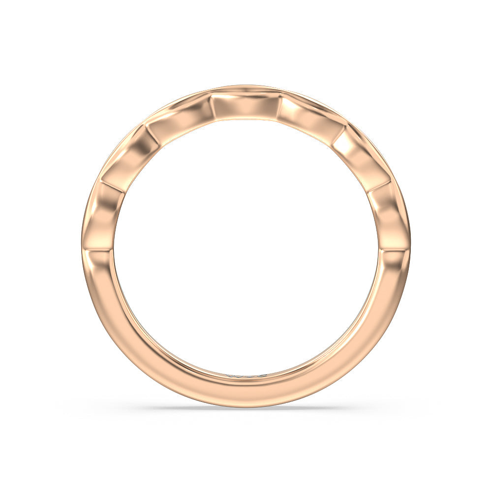 Modern East West Hidden Halo Solitaire Wedding Band with 18KT Rose Gold Cut Diamond in 14KT Rose Gold view 2
