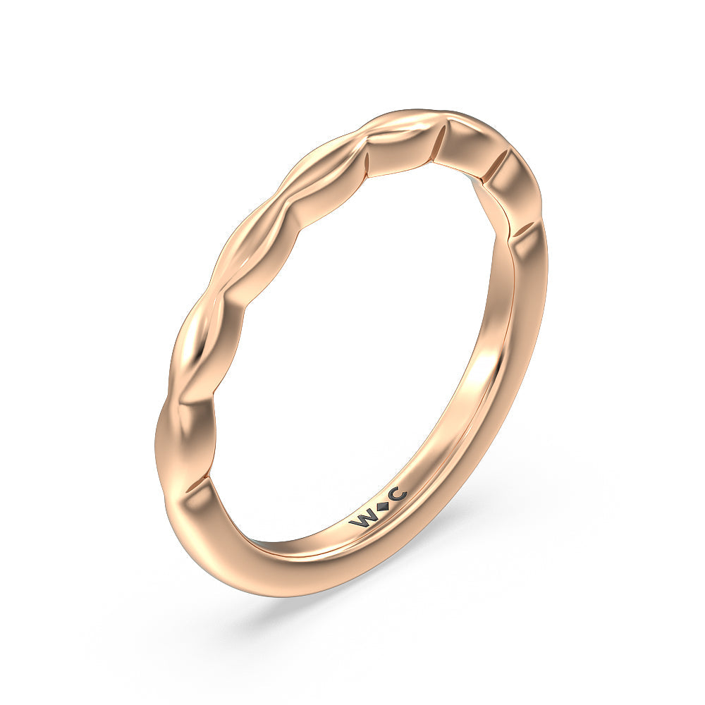 Modern East West Hidden Halo Solitaire Wedding Band with 18KT Rose Gold Cut Diamond in 14KT Rose Gold view 4

