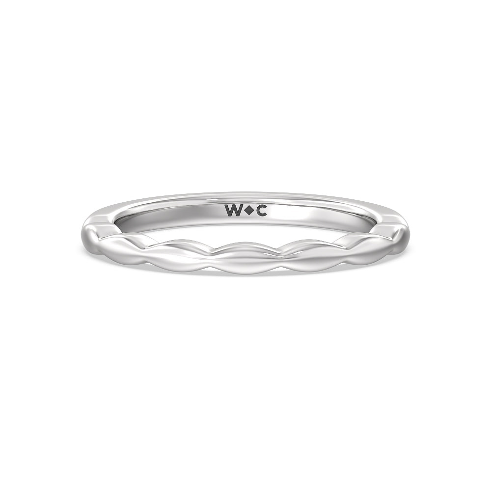 Modern East West Hidden Halo Solitaire Wedding Band with Platinum Cut Diamond in 14KT Platinum view 1
