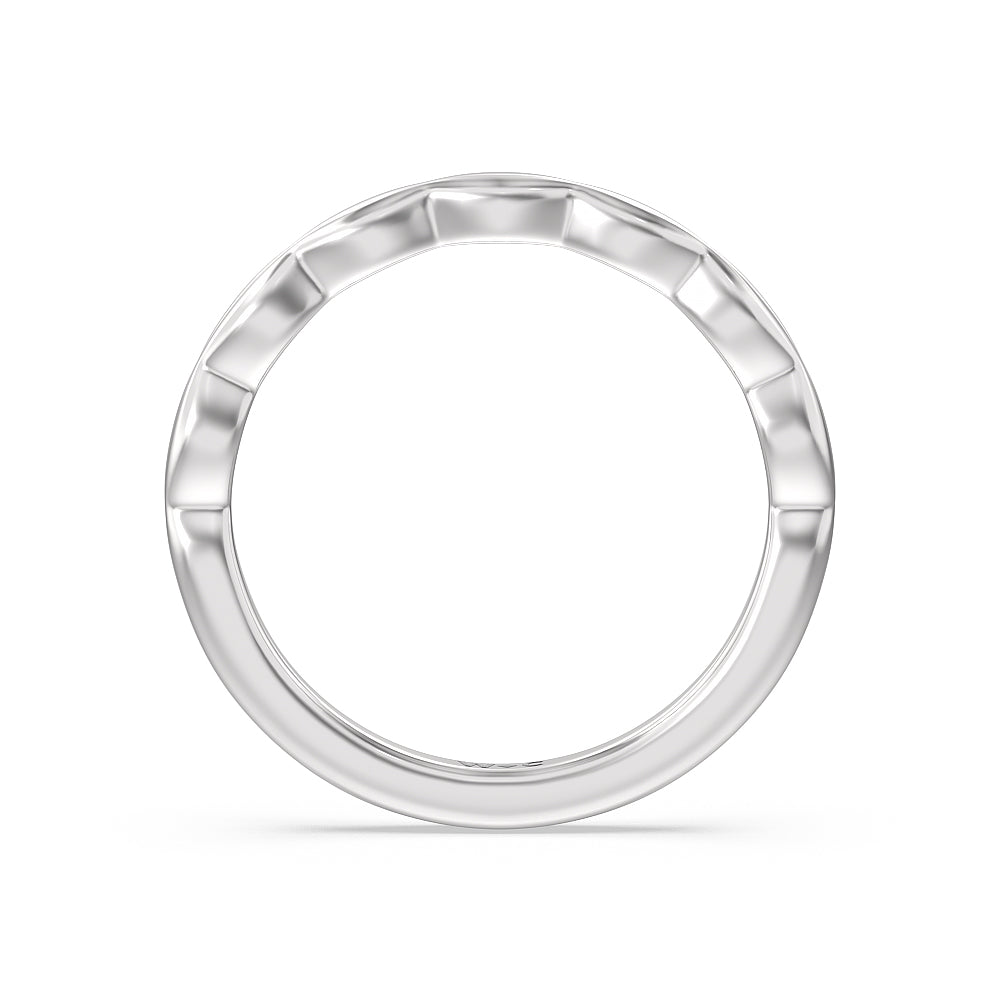 Modern East West Hidden Halo Solitaire Wedding Band with Platinum Cut Diamond in 14KT Platinum view 2

