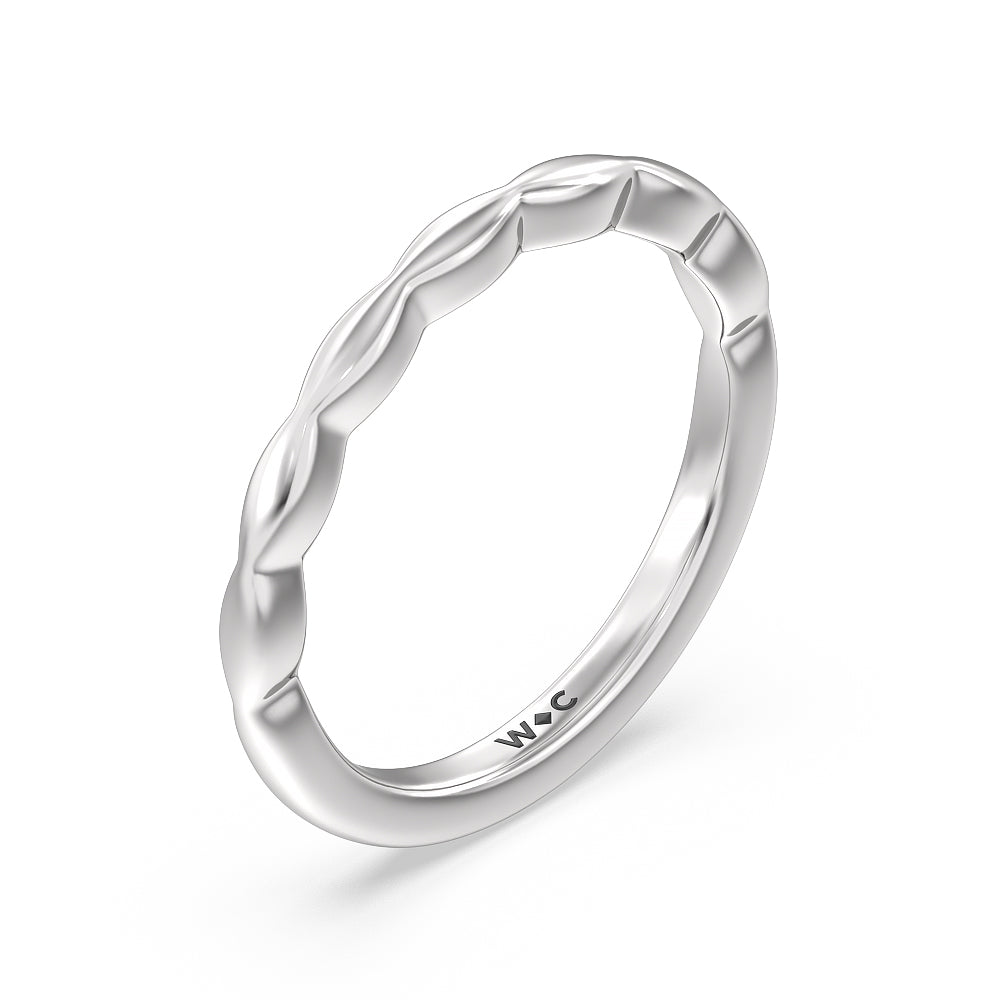 Modern East West Hidden Halo Solitaire Wedding Band with Platinum Cut Diamond in 14KT Platinum view 4
