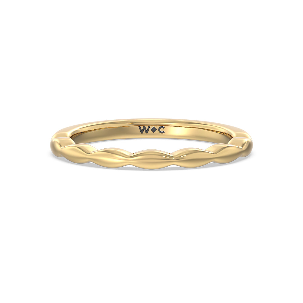 Modern East West Hidden Halo Solitaire Wedding Band with 18KT Yellow Gold Cut Diamond in 14KT Yellow Gold view 1
