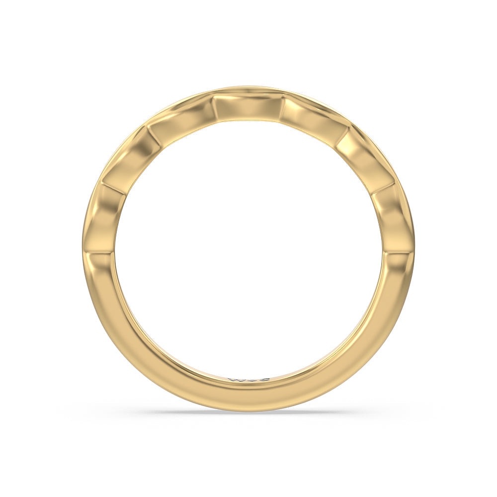 Modern East West Hidden Halo Solitaire Wedding Band with 18KT Yellow Gold Cut Diamond in 14KT Yellow Gold view 2
