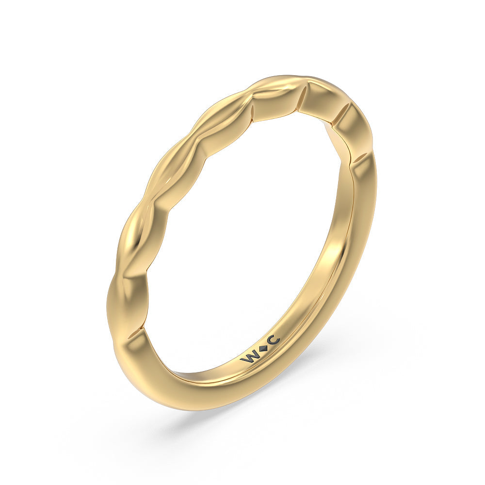Modern East West Hidden Halo Solitaire Wedding Band with 18KT Yellow Gold Cut Diamond in 14KT Yellow Gold view 4
