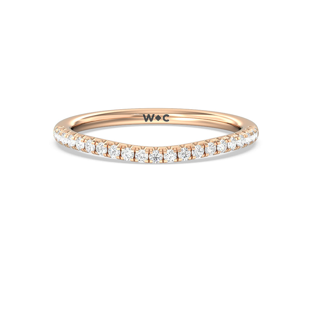 Three Stone Hidden Accent Bridge Classic Diamond Wedding Band with 18KT Rose Gold Cut Diamond in 14KT Rose Gold view 1
