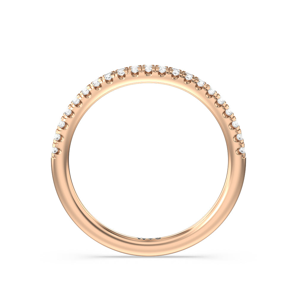 Three Stone Hidden Accent Bridge Classic Diamond Wedding Band with 18KT Rose Gold Cut Diamond in 14KT Rose Gold view 2

