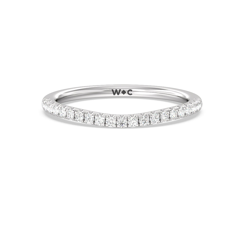 Three Stone Hidden Accent Bridge Classic Diamond Wedding Band with Platinum Cut Diamond in 14KT Platinum view 1
