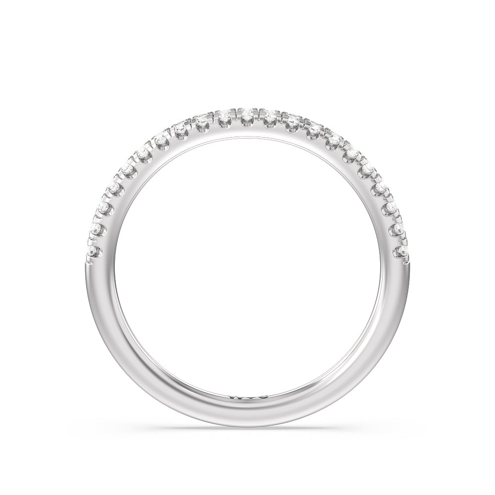 Three Stone Hidden Accent Bridge Classic Diamond Wedding Band with Platinum Cut Diamond in 14KT Platinum view 2
