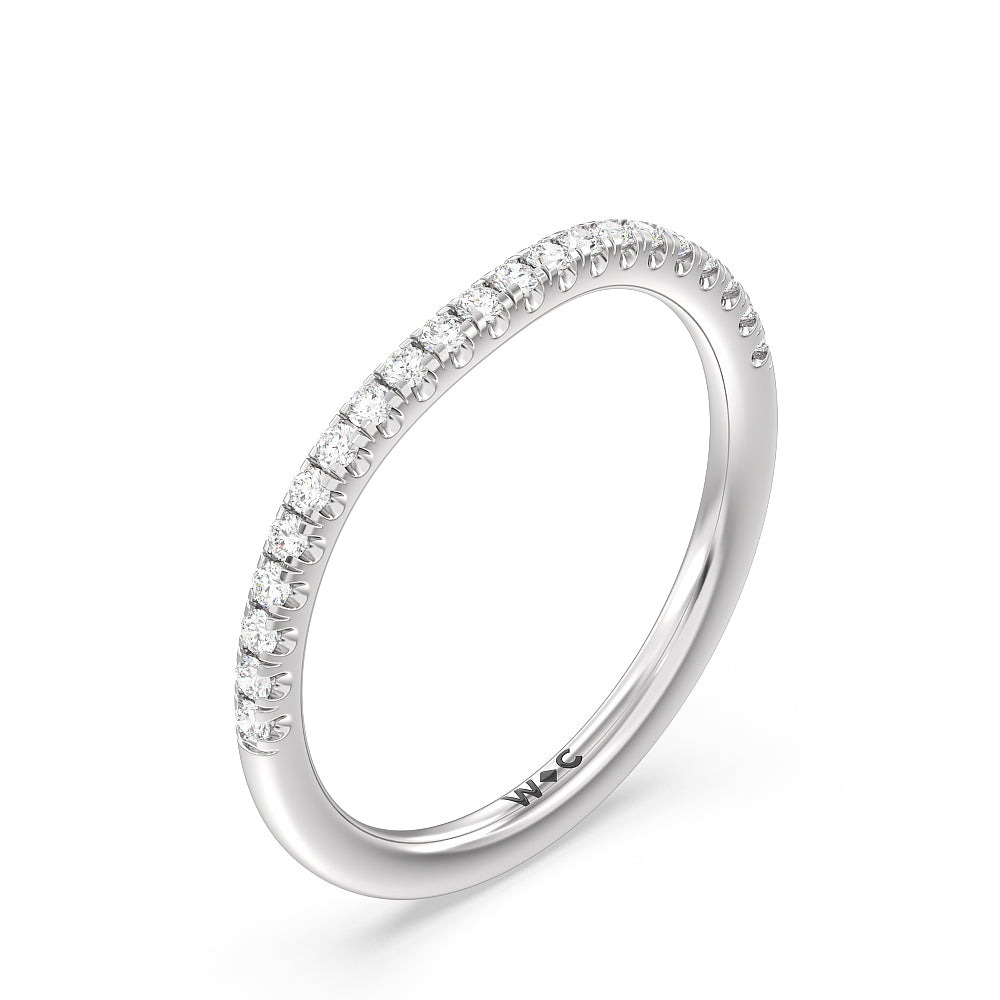 Three Stone Hidden Accent Bridge Classic Diamond Wedding Band with Platinum Cut Diamond in 14KT Platinum view 4
