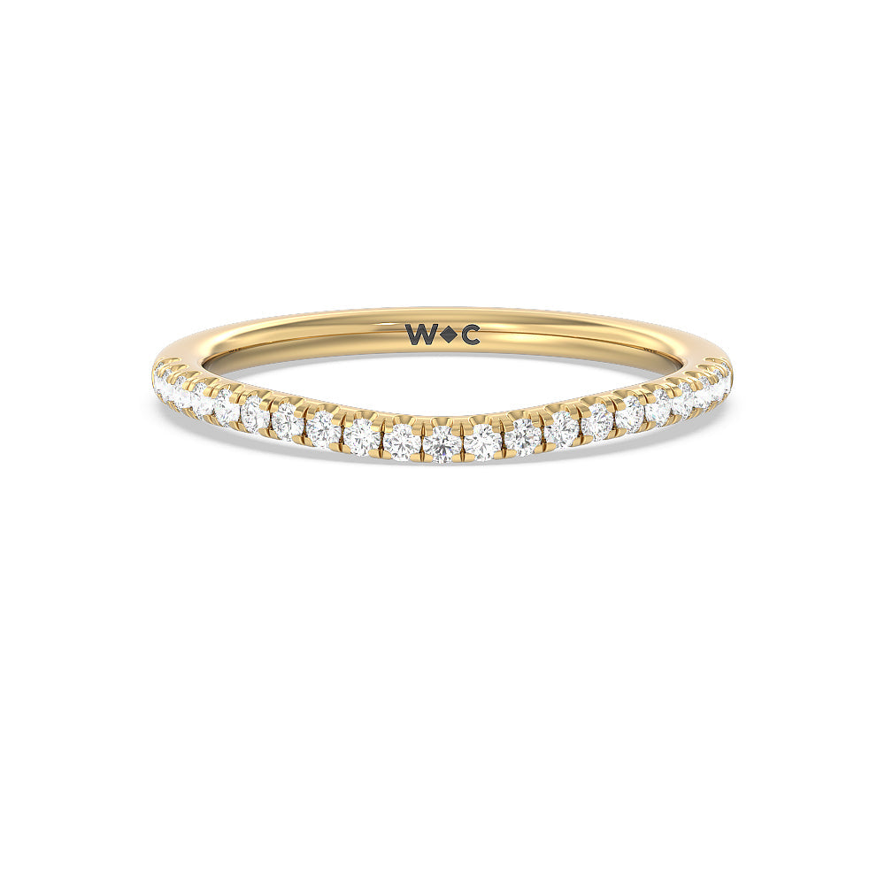 Three Stone Hidden Accent Bridge Classic Diamond Wedding Band with 18KT Yellow Gold Cut Diamond in 14KT Yellow Gold view 1
