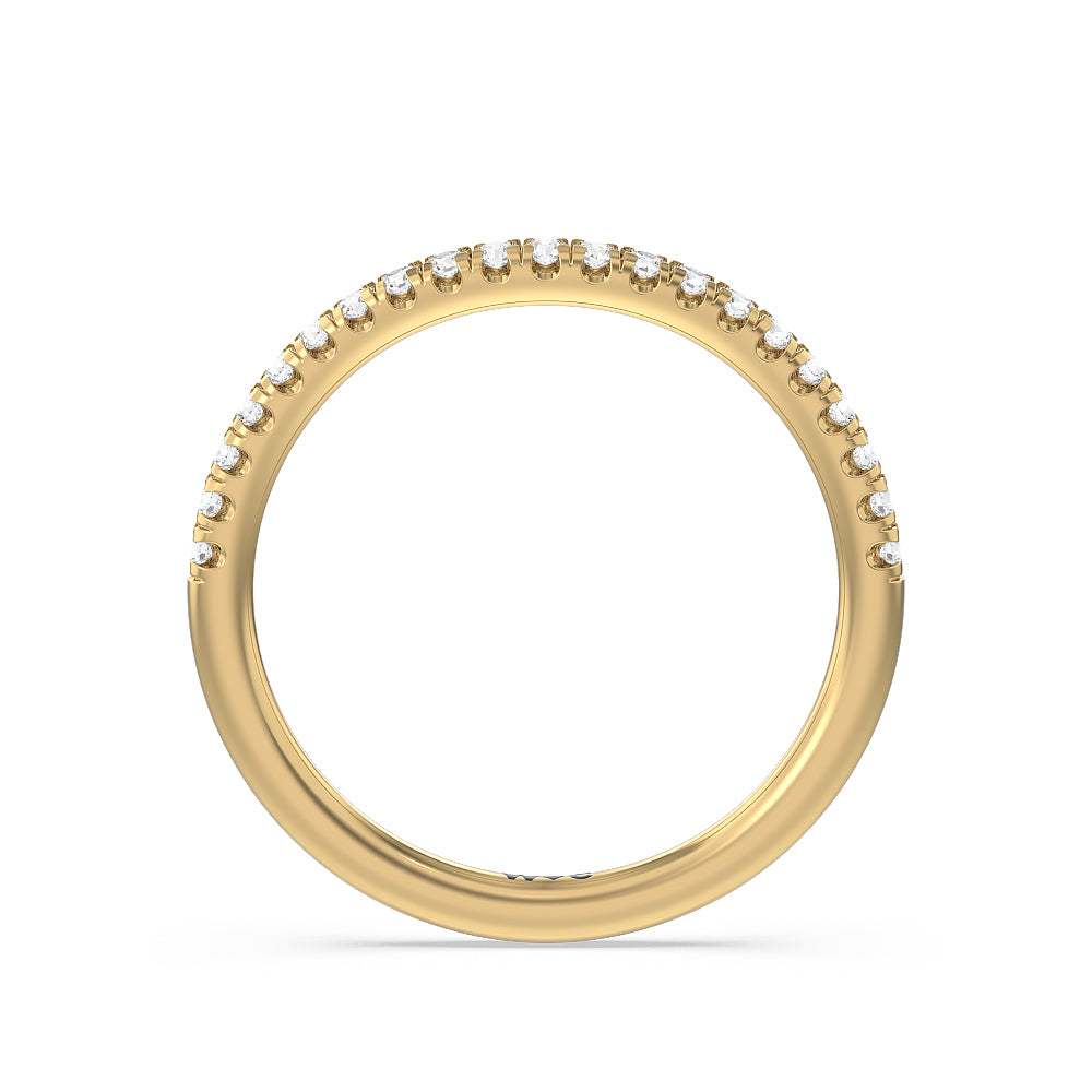Three Stone Hidden Accent Bridge Classic Diamond Wedding Band with 18KT Yellow Gold Cut Diamond in 14KT Yellow Gold view 2
