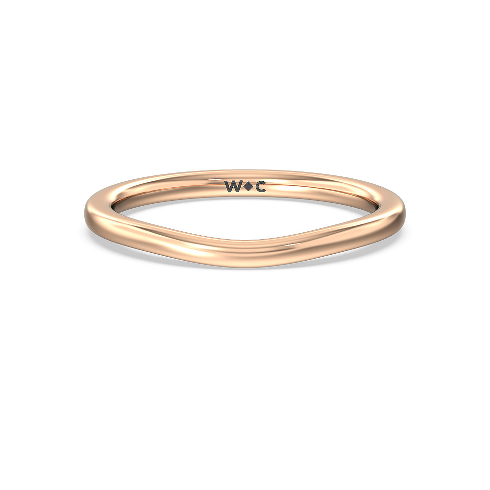 Three Stone Hidden Accent Bridge Classic Wedding Band with 18KT Rose Gold Cut Diamond in 14KT Rose Gold view 1

