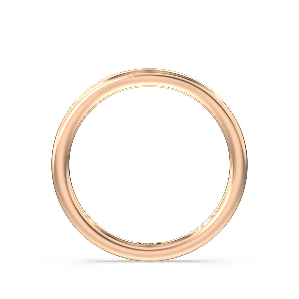 Three Stone Hidden Accent Bridge Classic Wedding Band with 18KT Rose Gold Cut Diamond in 14KT Rose Gold view 2
