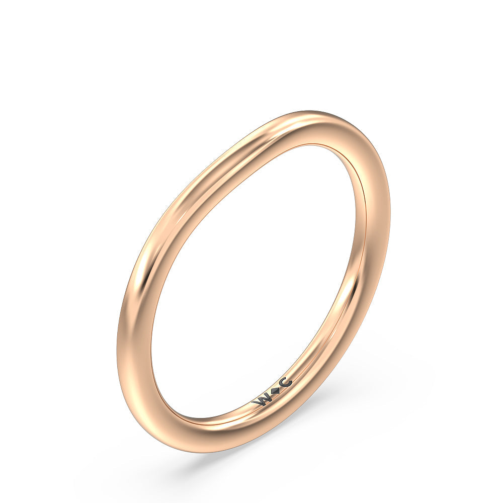 Three Stone Hidden Accent Bridge Classic Wedding Band with 18KT Rose Gold Cut Diamond in 14KT Rose Gold view 4
