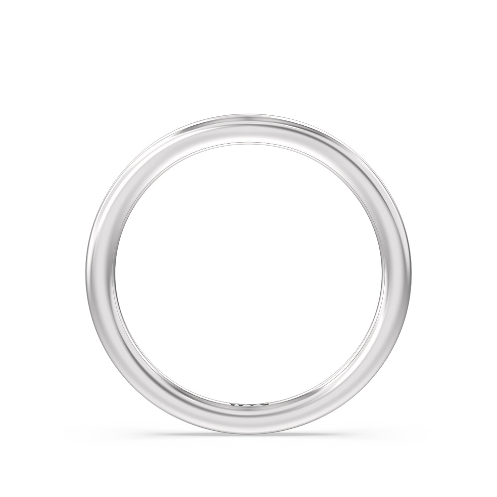 Three Stone Hidden Accent Bridge Classic Wedding Band with Platinum Cut Diamond in 14KT Platinum view 2
