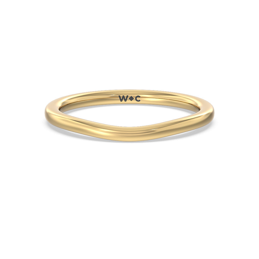 Three Stone Hidden Accent Bridge Classic Wedding Band with 18KT Yellow Gold Cut Diamond in 14KT Yellow Gold view 1
