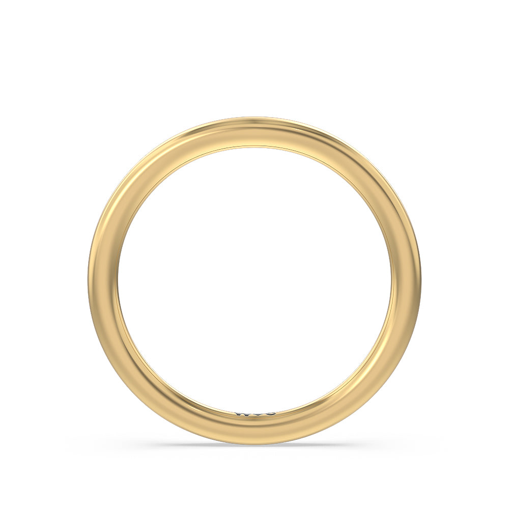 Three Stone Hidden Accent Bridge Classic Wedding Band with 18KT Yellow Gold Cut Diamond in 14KT Yellow Gold view 2

