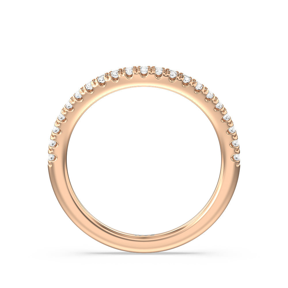 Trellis Side Stone Solitaire Diamond Wedding Band with 18KT Rose Gold Cut Diamond in 14KT Rose Gold view 2

