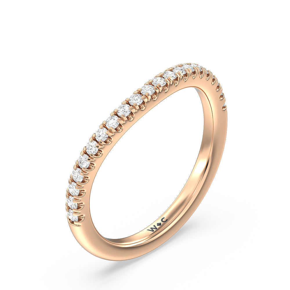Trellis Side Stone Solitaire Diamond Wedding Band with 18KT Rose Gold Cut Diamond in 14KT Rose Gold view 4
