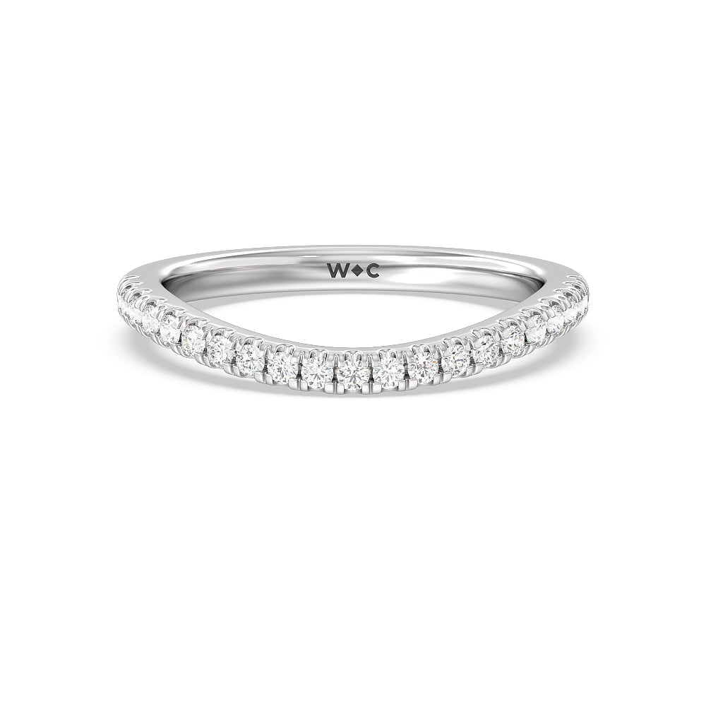 Trellis Side Stone Solitaire Diamond Wedding Band with Platinum Cut Diamond in 14KT Platinum view 1
