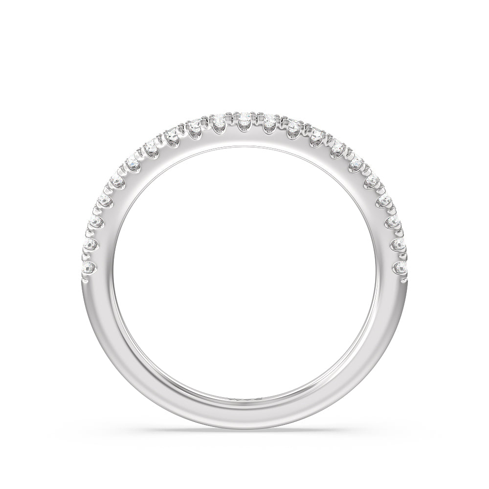 Trellis Side Stone Solitaire Diamond Wedding Band with Platinum Cut Diamond in 14KT Platinum view 2
