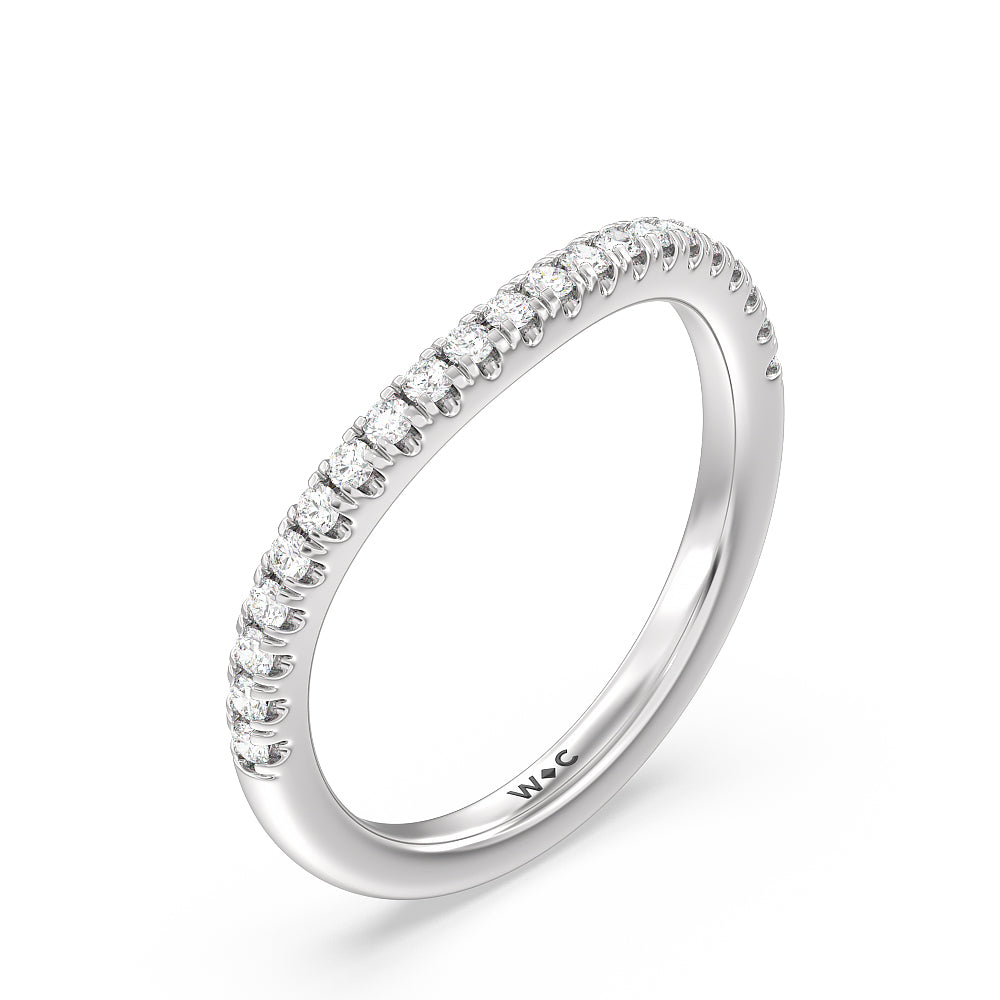 Trellis Side Stone Solitaire Diamond Wedding Band with Platinum Cut Diamond in 14KT Platinum view 4
