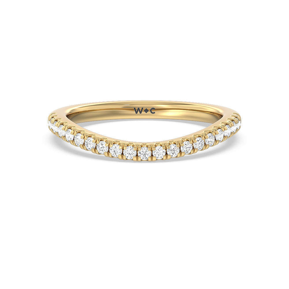 Trellis Side Stone Solitaire Diamond Wedding Band with 18KT Yellow Gold Cut Diamond in 14KT Yellow Gold view 1
