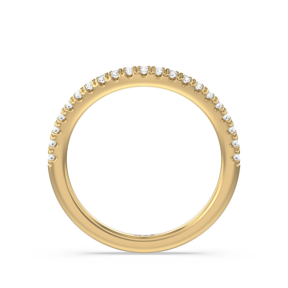 Trellis Side Stone Solitaire Diamond Wedding Band with 18KT Yellow Gold Cut Diamond in 14KT Yellow Gold view 2
