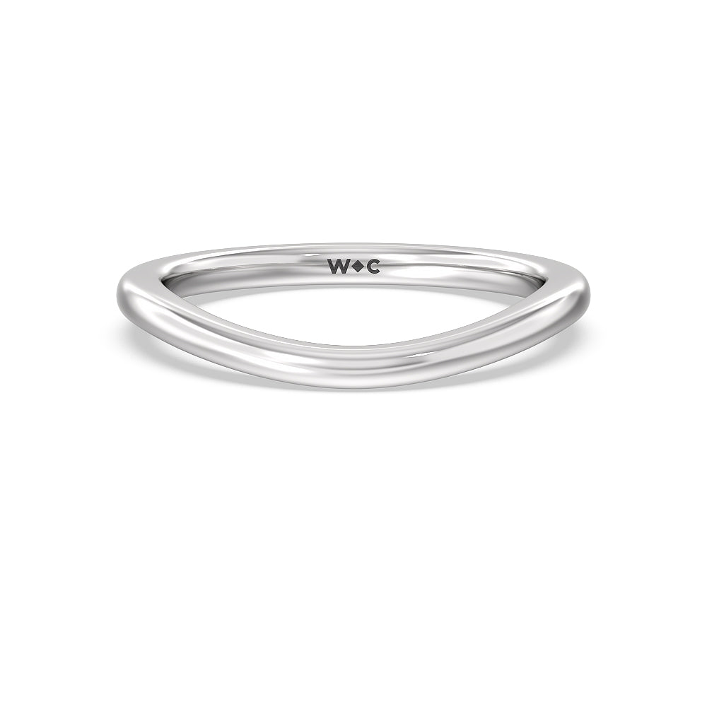 Trellis Side Stone Solitaire Wedding Band with Platinum Cut Diamond in 14KT Platinum view 1
