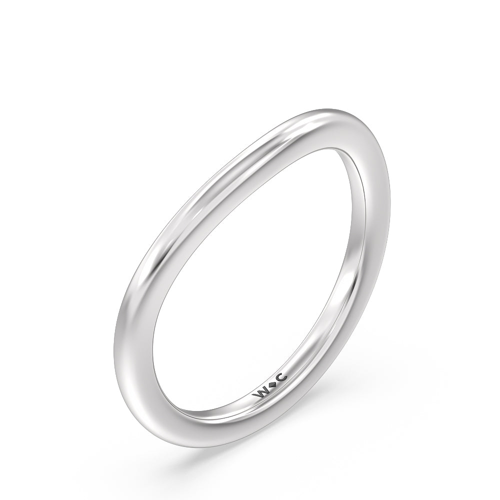 Trellis Side Stone Solitaire Wedding Band with Platinum Cut Diamond in 14KT Platinum view 4
