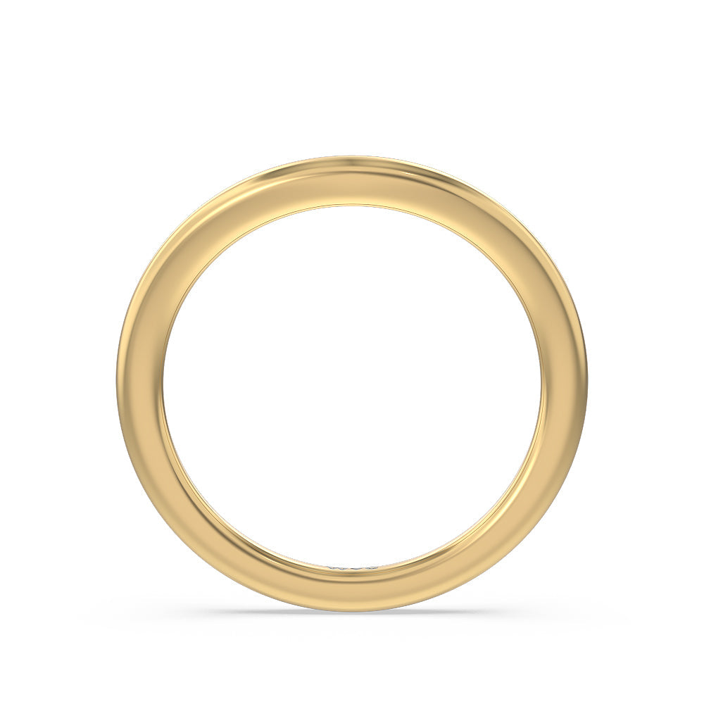 Trellis Side Stone Solitaire Wedding Band with 18KT Yellow Gold Cut Diamond in 14KT Yellow Gold view 2
