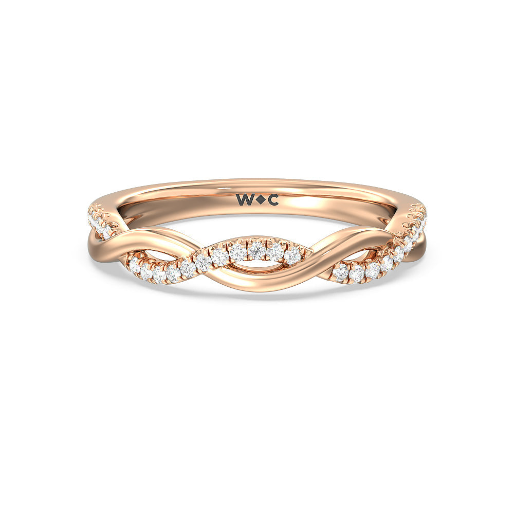 Twisted Vine Accent Solitaire Diamond Wedding Band with 18KT Rose Gold Cut Diamond in 14KT Rose Gold view 1

