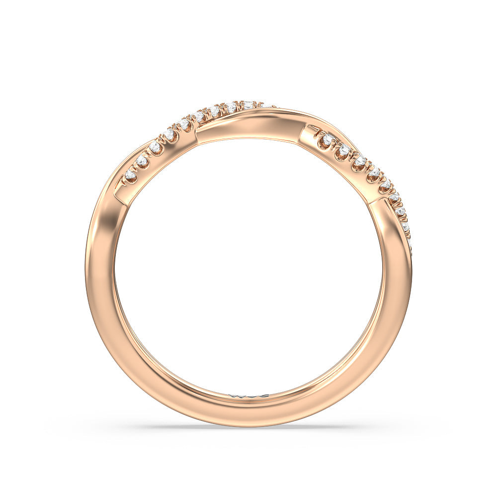 Twisted Vine Accent Solitaire Diamond Wedding Band with 18KT Rose Gold Cut Diamond in 14KT Rose Gold view 2
